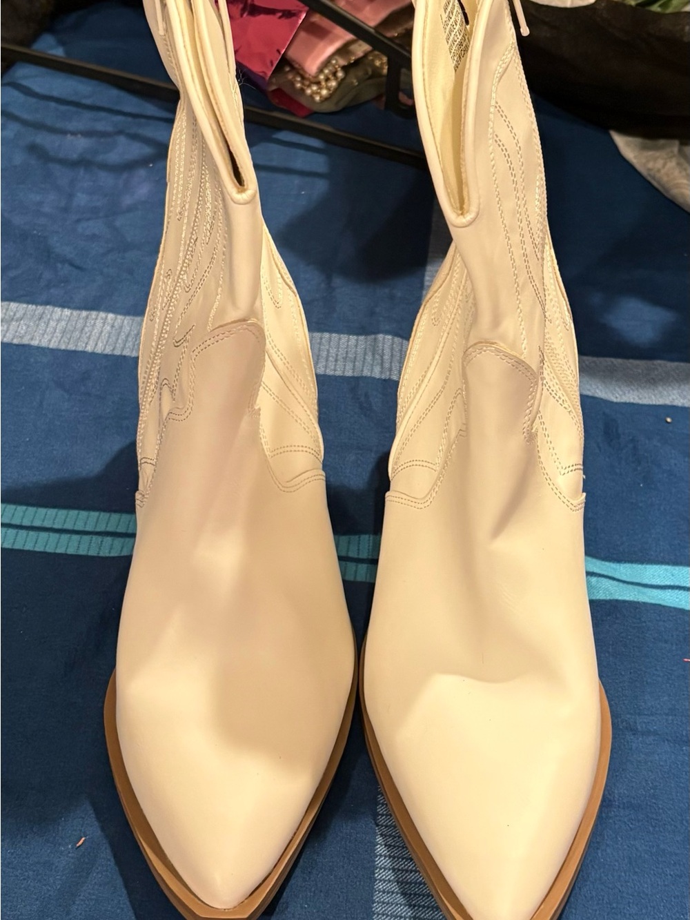 Target Cream Pointed-Toe Ankle Western Boots